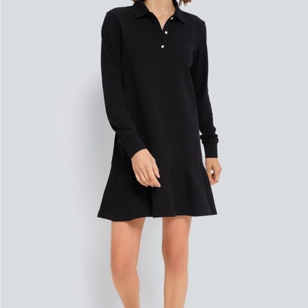 Tuckernuck Black Long Sleeve Pique May Polo Dress Sz Small NWT